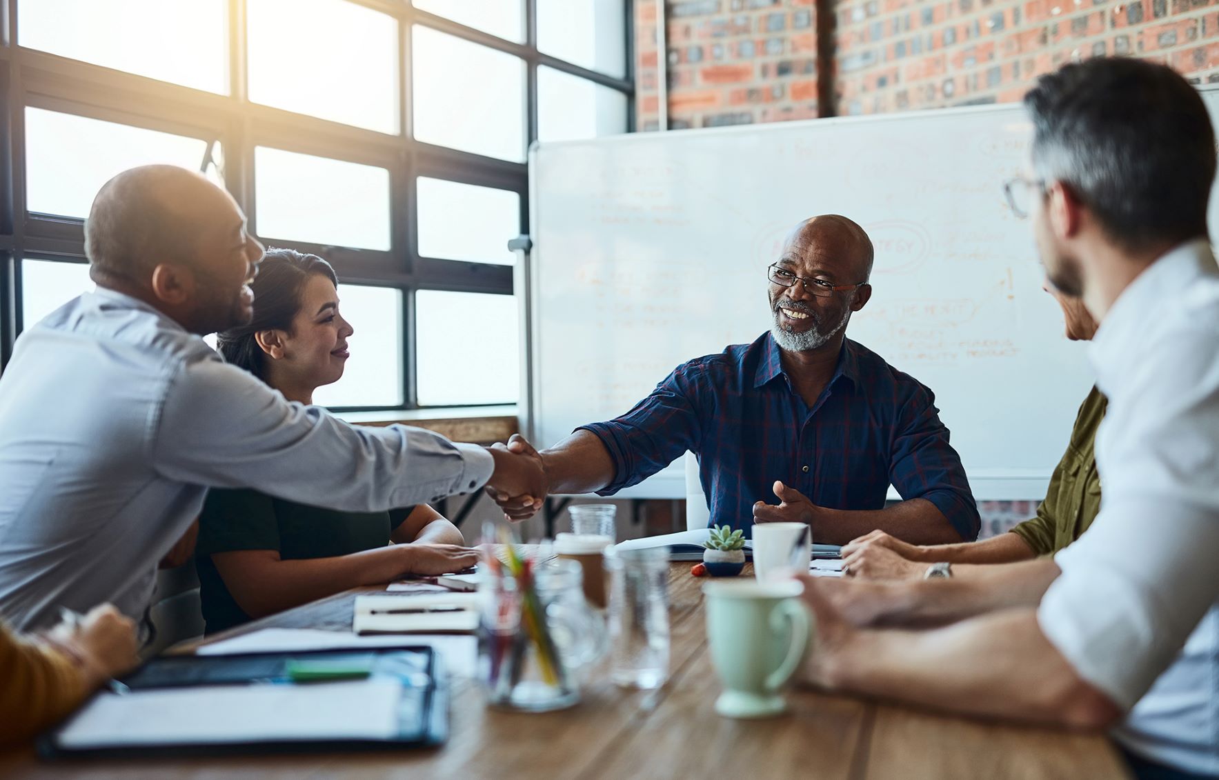 Coworkers having a meeting