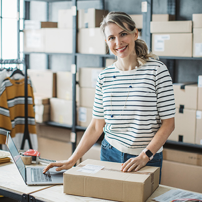 women shipping a box