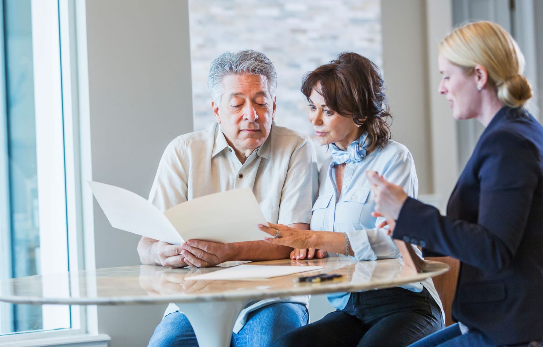 Couple looking over documents