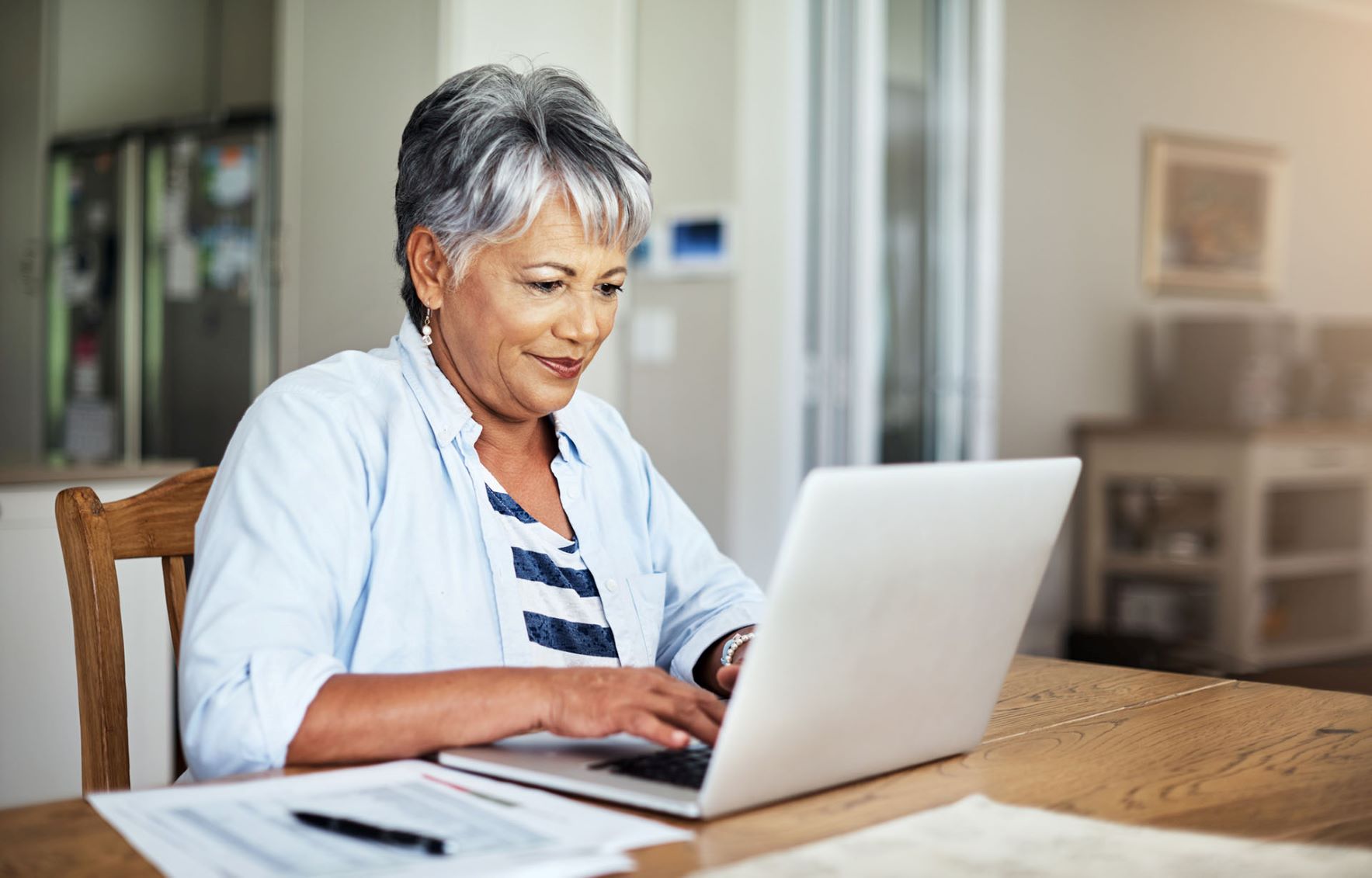 Woman working on laptop